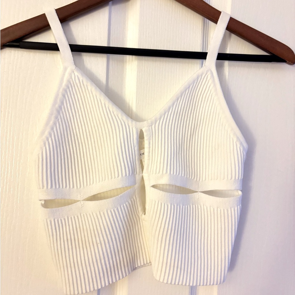 2/$13-NWOT- Better Be White Ribbed Cutout Tank Top, Never worn